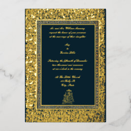 Vintage indische Birds & Grapevine Border Wedding Folieneinladung