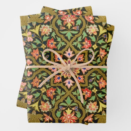 Vintage indische Blumenstickerei drucken Geschenkpapier Set (Beispiel)