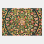 Vintage indische Blumenstickerei drucken Geschenkpapier Set (Vorderseite)