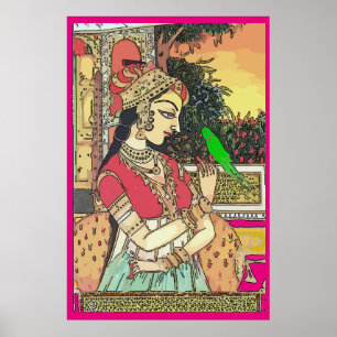 Vintage indische Frau, Mughal-Kunst Poster