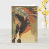 Vintage indische Girl Karte (Gelbe Blume)