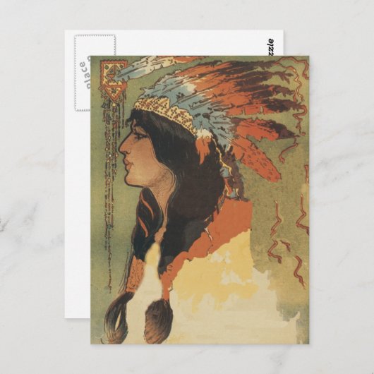 Vintage indische Girl Postkarte (Vorne/Hinten)