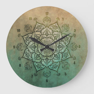 Vintage indische Mandala-Boho-Wanduhr Große Wanduhr