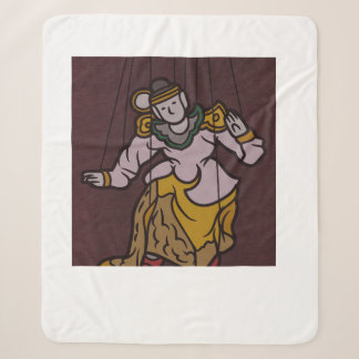 Vintage-indische Miniaturstil-Kunst-Grafik-Kissen  Sherpadecke