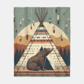 Vintage Indische Stämme des Native Teepee Bären Fleecedecke (Vorderseite)