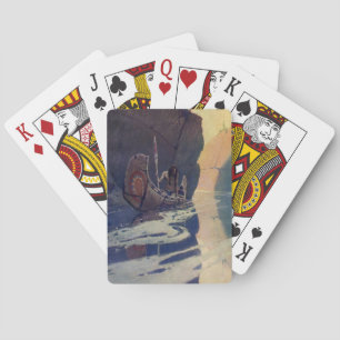 Vintage Indischer Kanu Paddling Sonne Klassiker Spielkarten
