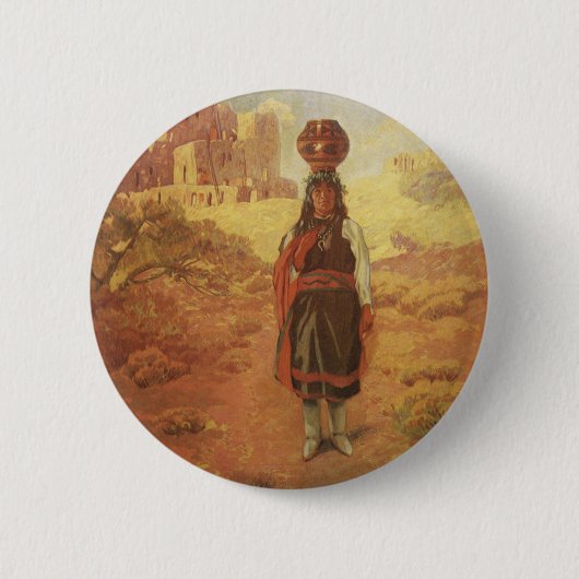 Vintage indischer Wasserträger von EW Rollins Button (Vorderseite)