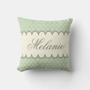 Vintage individuell anpassbare mintgrüne Polka Dot Kissen
