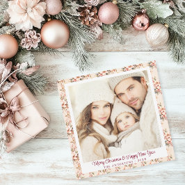 Vintage, individuell einstellbare, rosa Flora Feiertagskarte