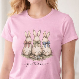 Vintage individuelle Blumen-Hasen-Schleifen Namen T-Shirt