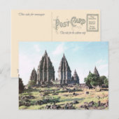 Vintage Indonesia, Prambanan, 9th century temple Postkarte (Vorne/Hinten)