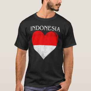 Vintage-Indonesien-Flagge-Herz für Indonesier T-Shirt