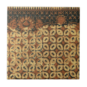 Vintage indonesischer Batik Kawung Muster Rustikal Fliese