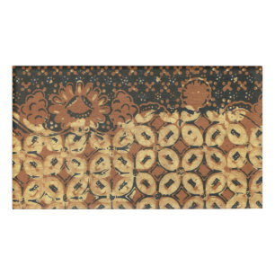 Vintage indonesischer Batik Kawung Muster Rustikal Namenschild