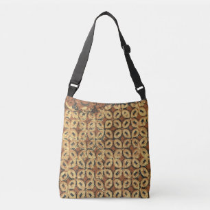 Vintage indonesischer Batik Kawung Muster Rustikal Tragetaschen Mit Langen Trägern