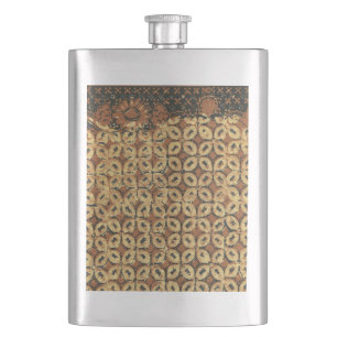 Vintage indonesisches Batik-Kawung-Muster rustikal Flachmann