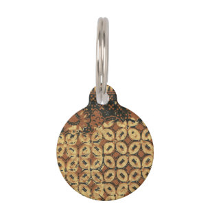 Vintage indonesisches Batik-Kawung-Muster rustikal Haustiermarke