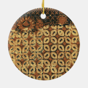 Vintage indonesisches Batik-Kawung-Muster rustikal Keramik Ornament
