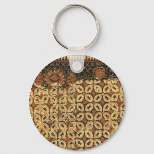 Vintage indonesisches Batik-Kawung-Muster rustikal Schlüsselanhänger