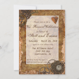 Vintage-Industrie-Steampunk-Hochzeitstage erneuern Einladung