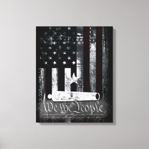 Vintage-Industrie- Wir-die-Menschen-Kanone-Flagge Leinwanddruck