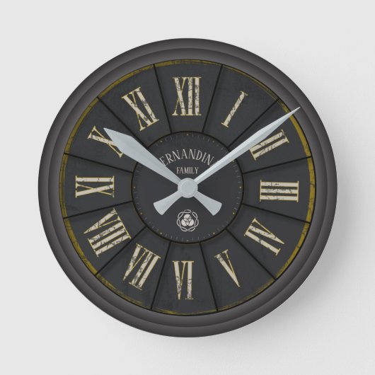 VINTAGE INDUSTRIELLE METALLWANDSCHALTFLÄCHE RUNDE WANDUHR (Vorderseite)