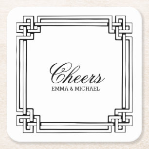 Vintage ineinander greifenrahmen-personalisierte rechteckiger pappuntersetzer