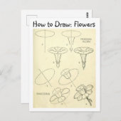 Vintage Informationen zum Zeichn von Blume Postkarte (Vorne/Hinten)