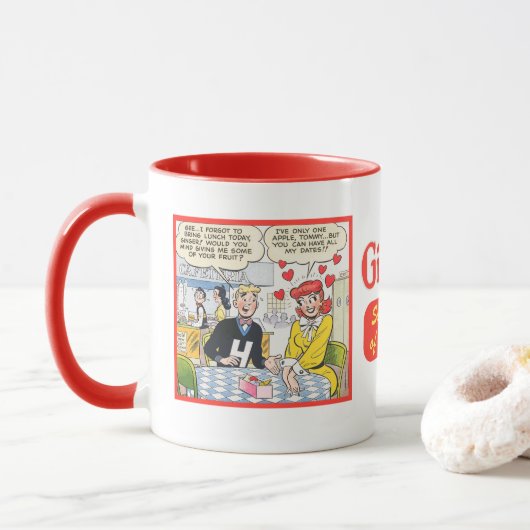 Vintage Ingwer Sweethearts. Tasse (Mit Donut)