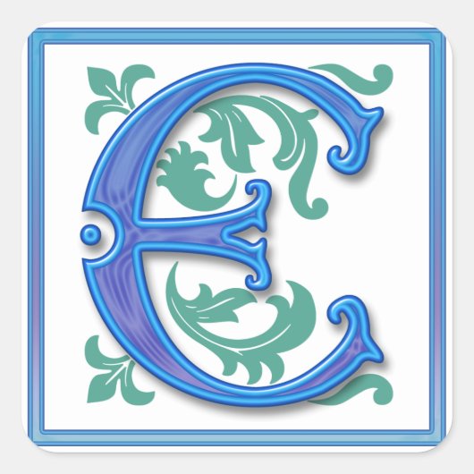 Vintage Initial E - Monogramm E Quadratischer Aufkleber (Vorderseite)