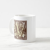Vintage Initial  W -> Antike Initiale  W Kaffeetasse (Vorderseite Links)