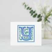Vintage Initial Y - Buchstabe Y - Monogramm Postkarte (Stehend Vorderseite)