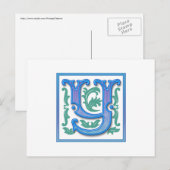 Vintage Initial Y - Buchstabe Y - Monogramm Postkarte (Vorne/Hinten)