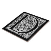 Vintage-Initiale D Monogramm Schwarz Weiß "D" Anfa Fliese (Seite)