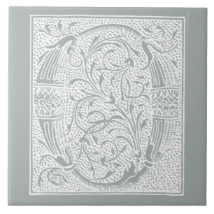 Vintage-Initiale O Monogramm Grau "O" Fliese