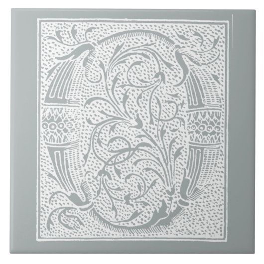Vintage-Initiale O Monogramm Grau "O" Fliese (Vorderseite)