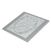 Vintage-Initiale O Monogramm Grau "O" Fliese (Seite)