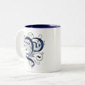 Vintage Initiale P Zweifarbige Tasse (Vorderseite Links)