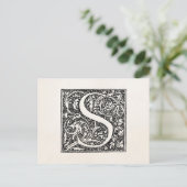 Vintage-Initiale S-Monogramm Pergament "S" Anfangs Postkarte (Stehend Vorderseite)