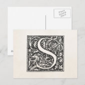 Vintage-Initiale S-Monogramm Pergament "S" Anfangs Postkarte (Vorne/Hinten)