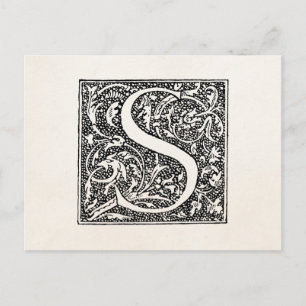 Vintage-Initiale S-Monogramm Pergament "S" Anfangs Postkarte