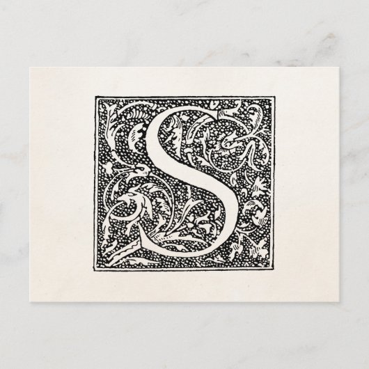 Vintage-Initiale S-Monogramm Pergament "S" Anfangs Postkarte (Vorderseite)