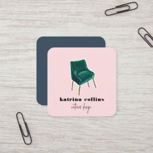 Vintage Innenarchitektur-Karten der Stuhl- Quadratische Visitenkarte