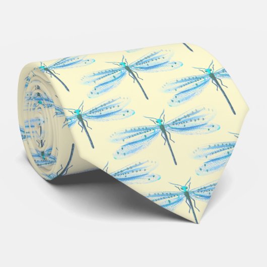 Vintage Insects Blue Damselfly Pattern  Krawatte (Gerollt)