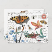 Vintage Insekt Letter and postmark Postkarte (Vorne/Hinten)