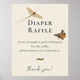 Vintage-Insekten-Baby-Shower-Windel-Raffle Poster