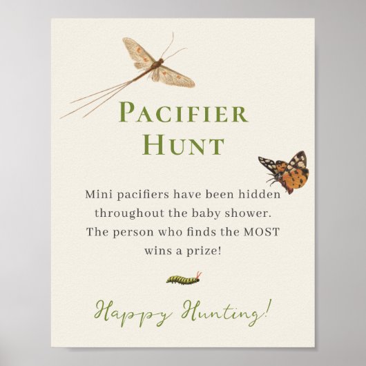 Vintage Insekten Kinderdusche Schnuller Jagd Poster (Vorne)