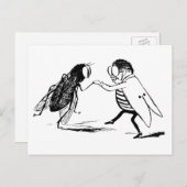 Vintage Insekten tanzen; Bluebottle Fly Postkarte (Vorne/Hinten)