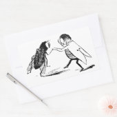 Vintage Insekten tanzen; Bluebottle Fly Rechteckiger Aufkleber (Umschlag)