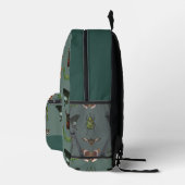 Vintage Insekten- und Bugs-Muster grün Bedruckter Rucksack (Rechts)